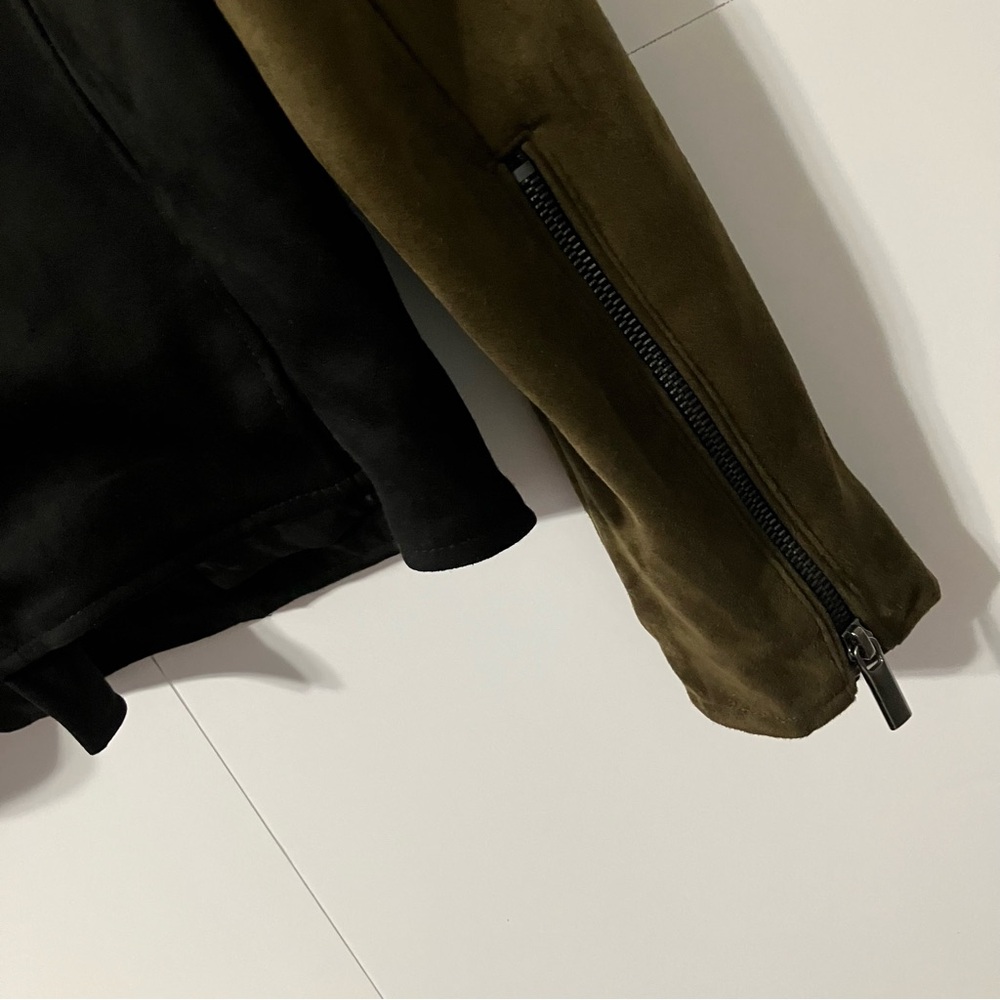 Kut from the Kloth Black and Brown Zip Polyester Suede Woman’s M Stylish Jacket - Picture 8 of 12